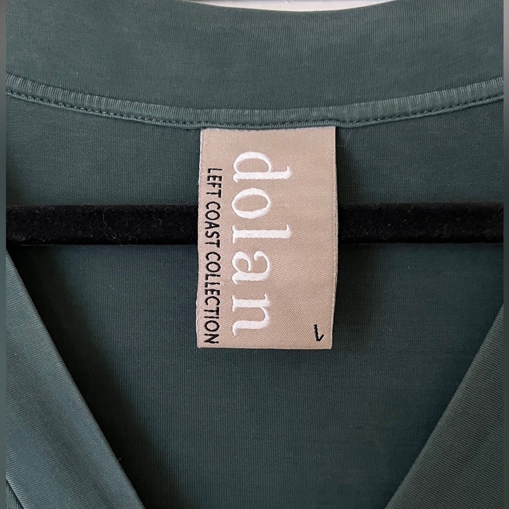 Anthropologie Dolan Left Coast Tegan Green Cupro Tunic Dress V Neck Sz L - Picture 7 of 8
